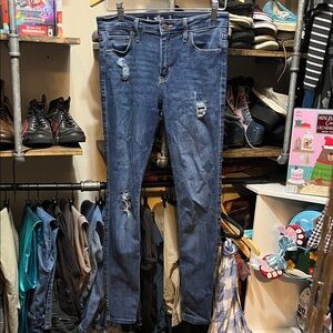 Hollister Dark Blue Ripped Skinny Jeans